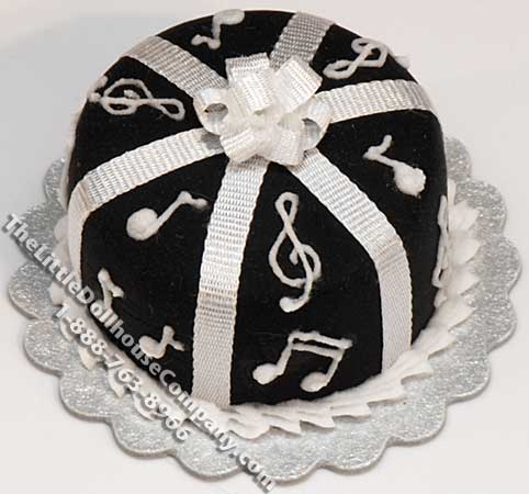 (image for) Dollhouse Scale Model Black Musical Note Themed Cake